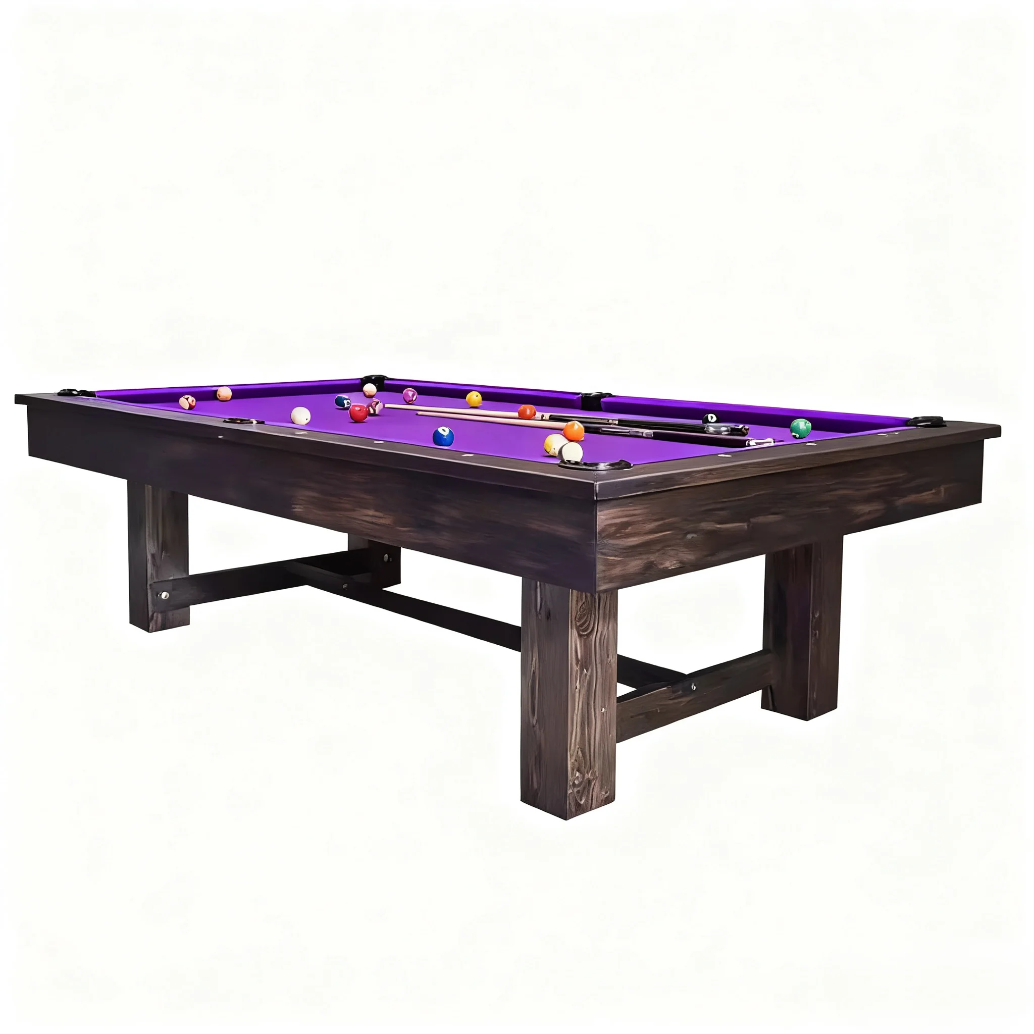 

9ft Solid Wood & Jiujiang Slate Pool Table Retro Carving Craftsmanship Billiards Home Use Tournament Grade Customizable Color