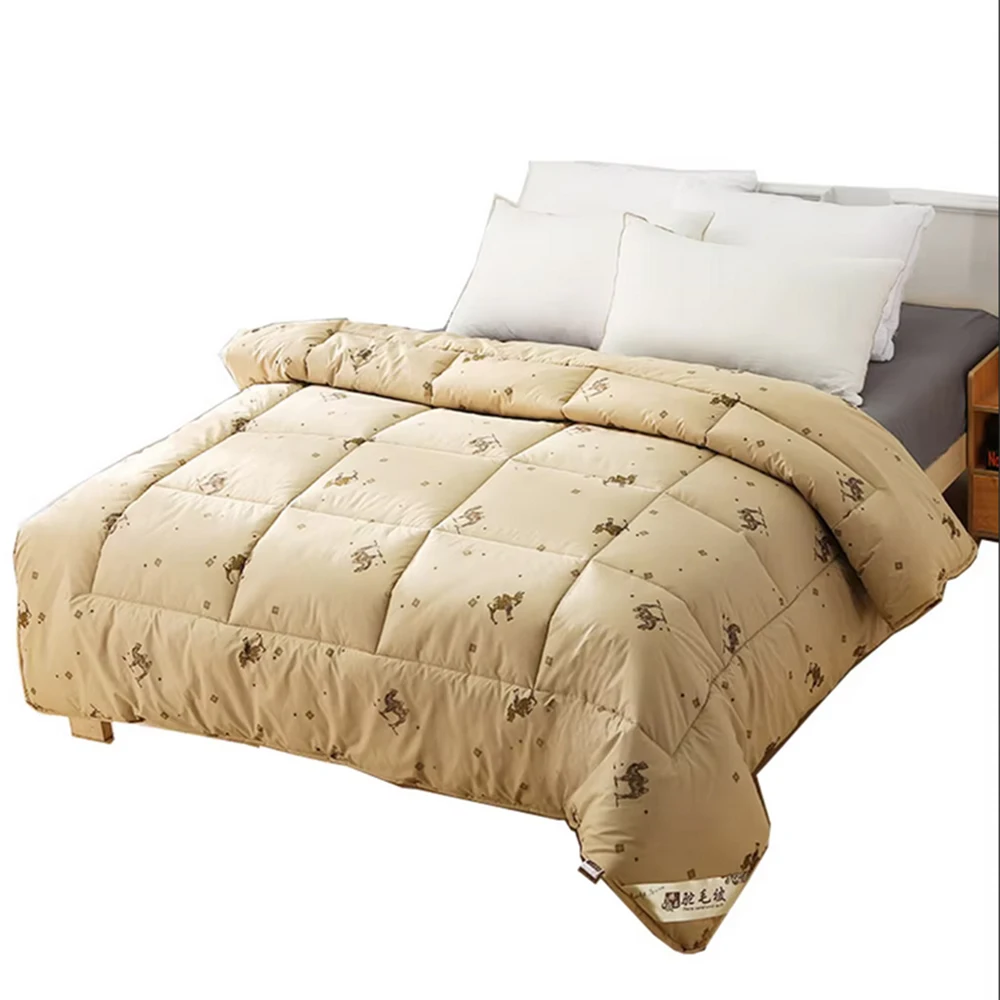 100% Camel Hair Winter Comforter Thickening Blankets Winter Quilts edredon casal Soft Sanded Print edredom solteiro colcha