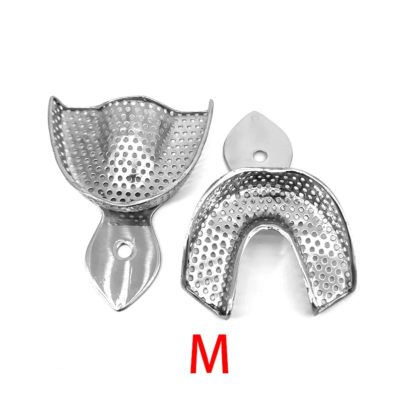 Plateaux d\'empreinte en acier inoxydable, équipement de laboratoire dentaire, supérieur, inférieur, autoclavable, porte-dents, outils de dentiste,