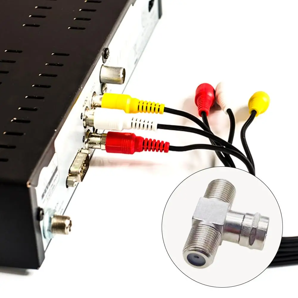 F-Type 3-Way Male to 2 Female Coaxial Cable Splitter Adapter - RG6 Coax T-Connector for Cable TV/Satellite/Antenna Connector
