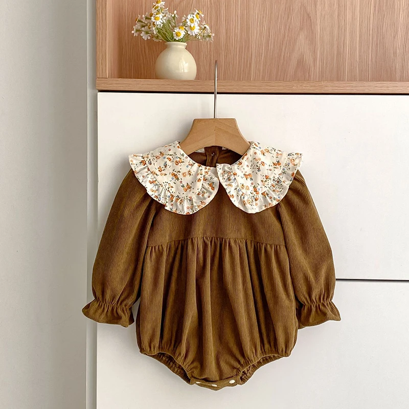 Neue Herbst Kinder Kleidung Schwestern Mädchen Party Prinzessin Kleid Cord Blume Kragen Kleid Baby Mädchen Strampler Kinder Schwestern Kleider – Detail 18