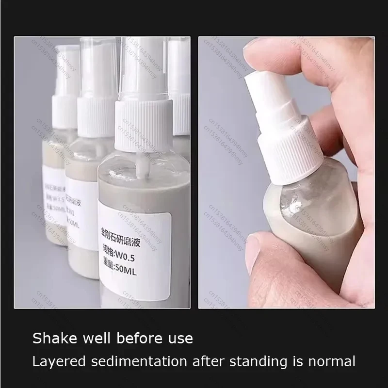 LOLO 50ml Liquido abrasivo per sospensione diamantata 0,18 ~ 40 um Analisi metallografica Fluido lucidante Liquido schiarente per gioielli in metallo