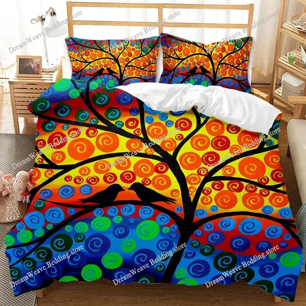 

Tree Duvet Cover Bohemian Forest Happiness Tree Comforter Cover Bedding Set Twin Double Queen King Size Polyester Qulit Cover