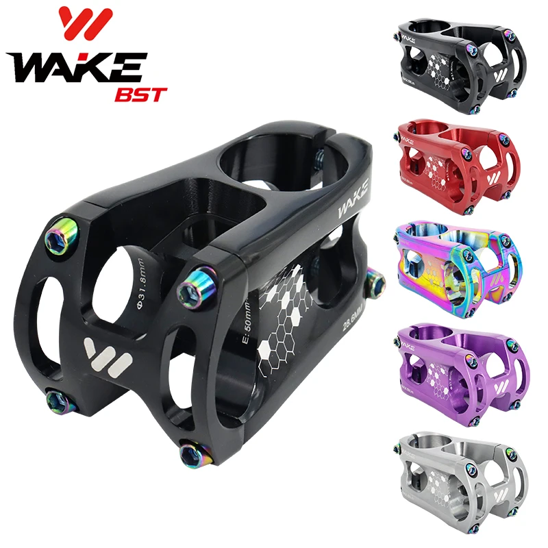 WAKE Mtb Stem Bicycle Power Mountain Bike Bridge Handlebar Short Power Cycling Table Rod 28.6 31.8 50mm Riser Rainbow