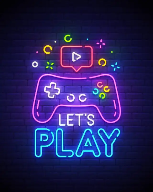 5x7FT Personalized Let's Play Win Gamer Game Zone Neon Controller Custom Photo Studio Backdrop Background Vinyl 220cm x 150cm