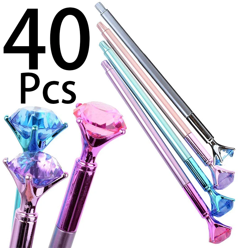 

40Pcs Kawaii Ballpoint Pen Big Gem Crystal Bling Ball Pens Gel Ink Rollerball Pens For Student Gift