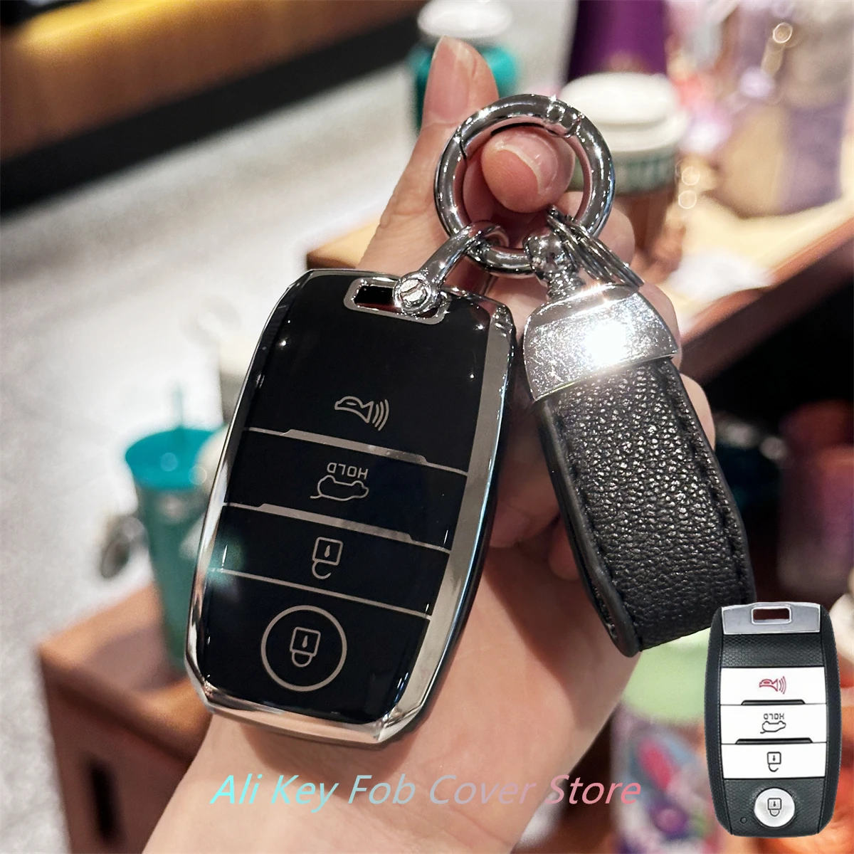 Key Fob Cover with Keychain Lanyard for Kia Forte Koup Niro Optima Rio Sorento Soul Sportage