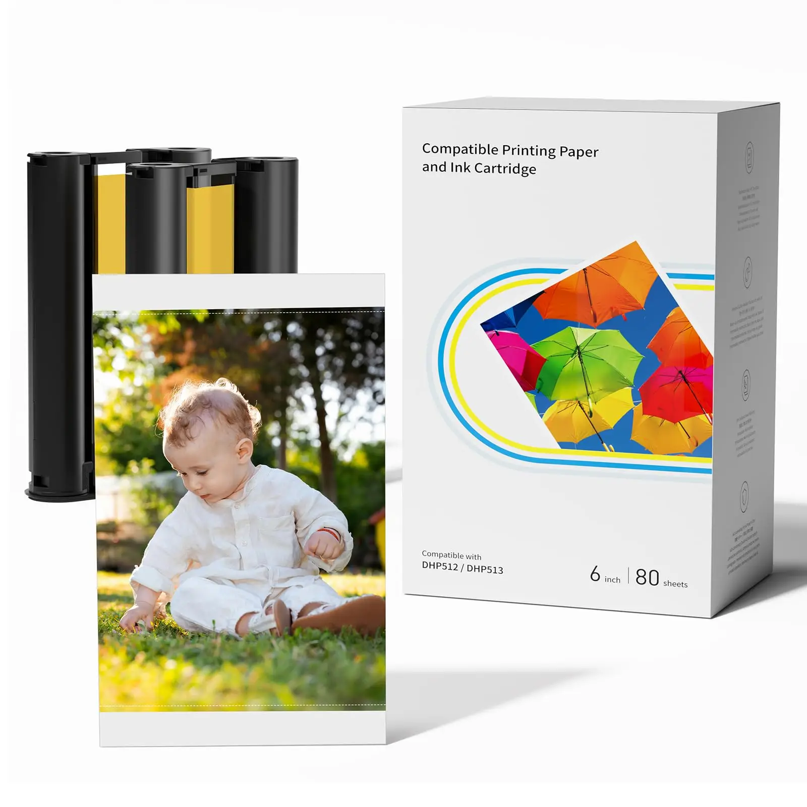 

80 листов фотобумаги 4x6 дюймов, совместимая с Liene Amber M100 M200 (DHP512 DHP513) В комплект входит INK-2 и 80 листов