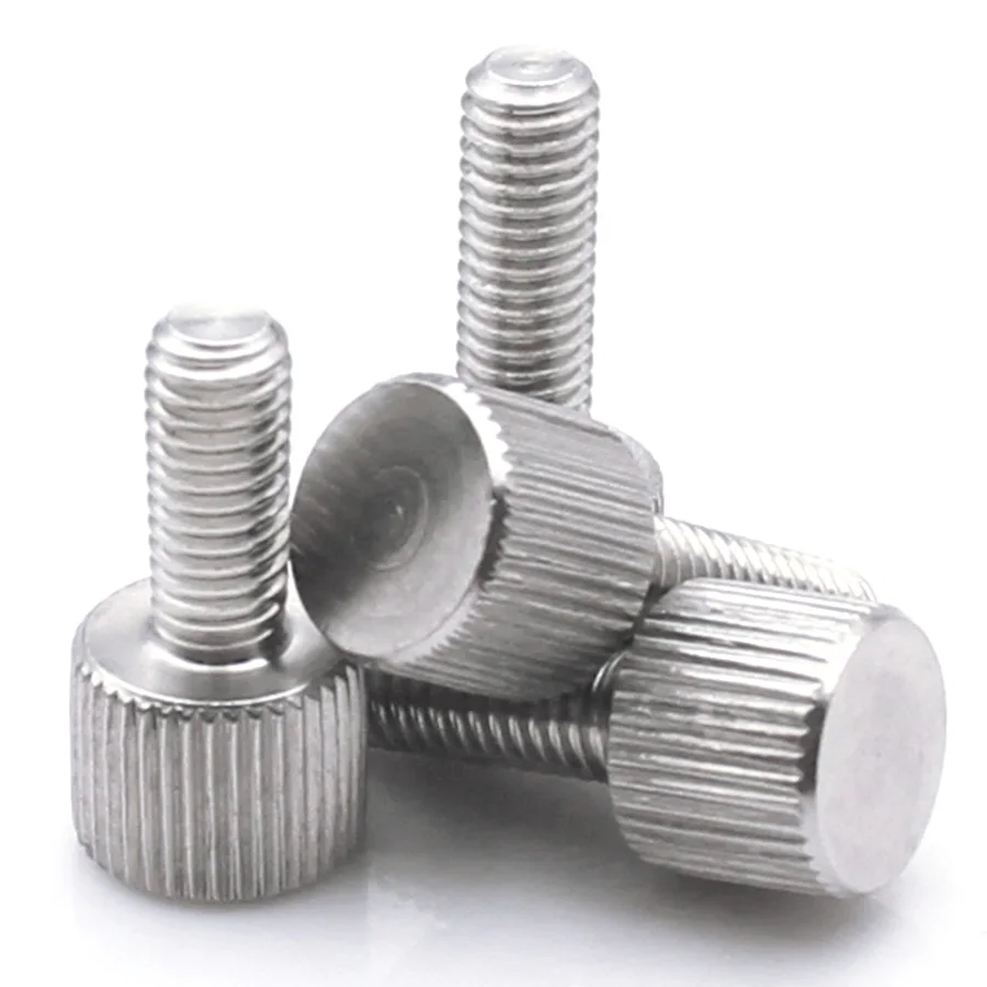 2-5pcs M3 M4 M5 M6 M8 304 Stainless Steel Knurled Thumb Screws High Cylindrical Head Bolts Hand Tightening Screw