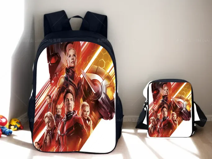 Student 2 in 1 School Backpack and Side Bag Set,Ant-Man Durable Large Capacity Knapsack for Travel Camping