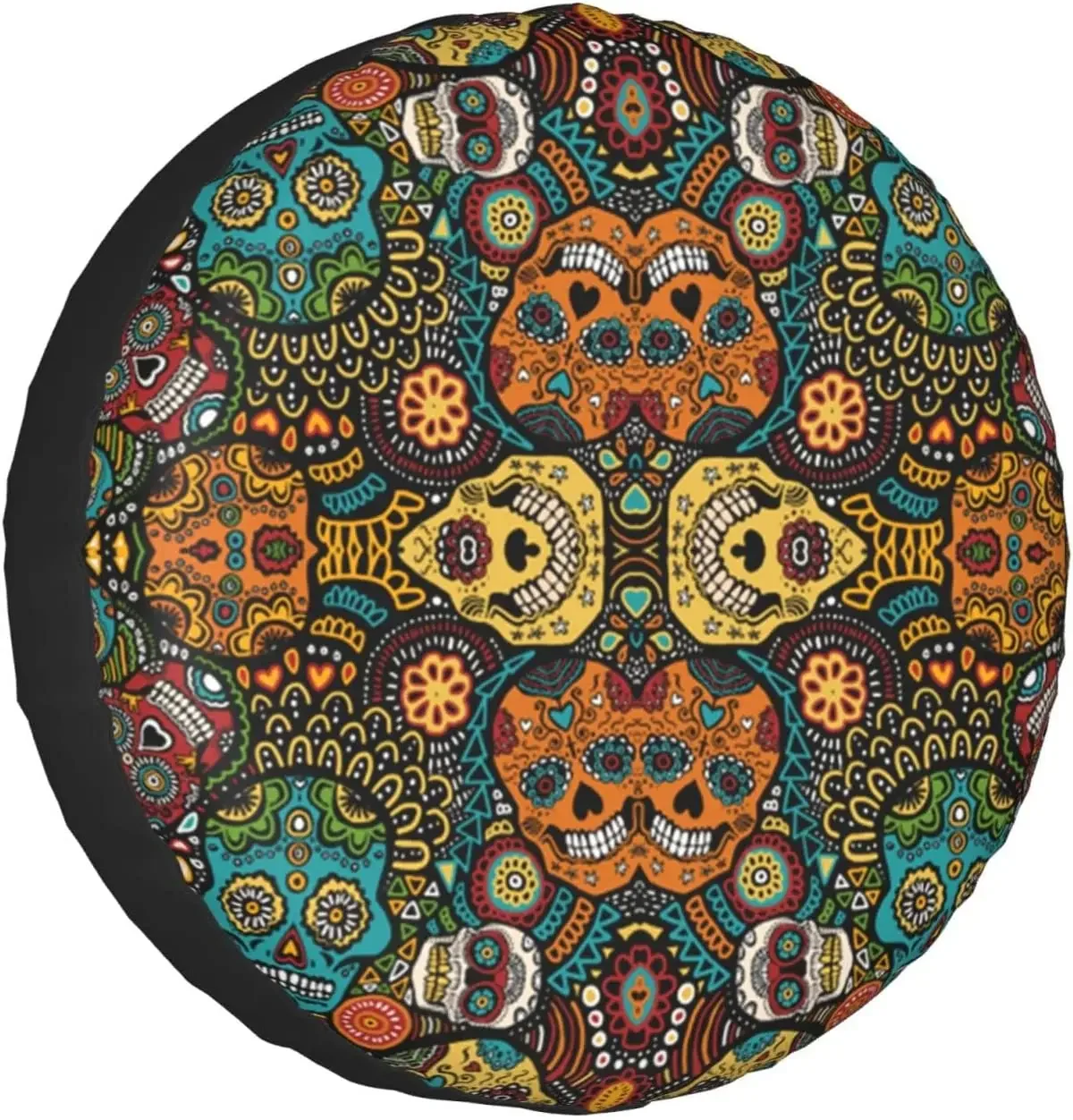 Colorful Sugar Skulls Printed Spare Tire Cover Waterproof Tire Wheel Protector for Car Truck SUV Camper Trailer Rv 14