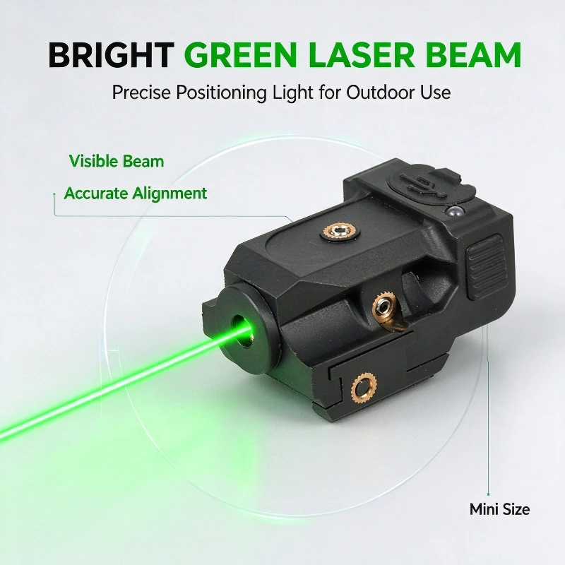 USB Charging Mini Red Green Laser Indicator, Outdoor Laser Positioning Light with 20mm Picatinny Rail