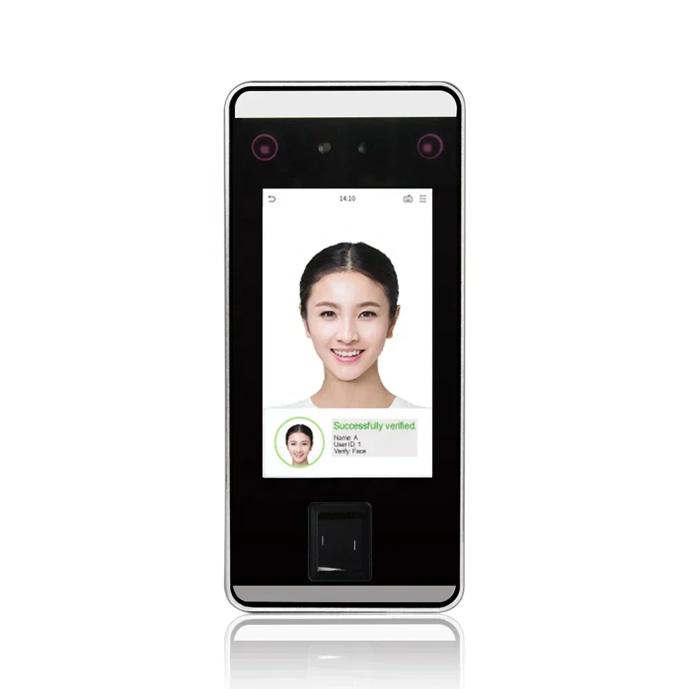 WEBSERVER cloud based 5 inch Touch screen Visible Light Biometric access control Face recognition system with fingerprint reader