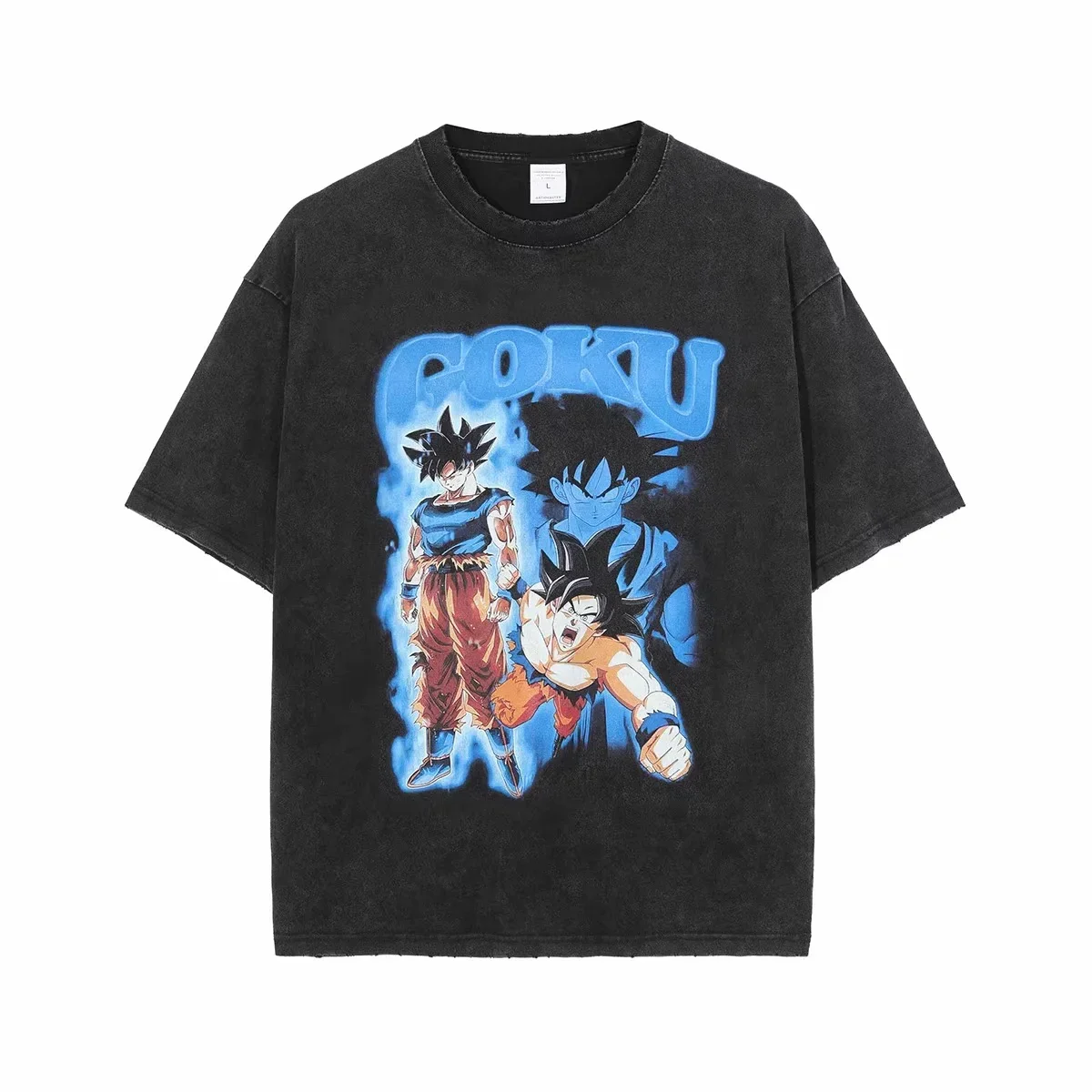 T-shirt en coton pour homme Dragon Ball Z Été 2026, Streetwear Noir Délavé Oversize à Manches Courtes, Tenue Décontractée Quotidienne, Art Evolution Goku