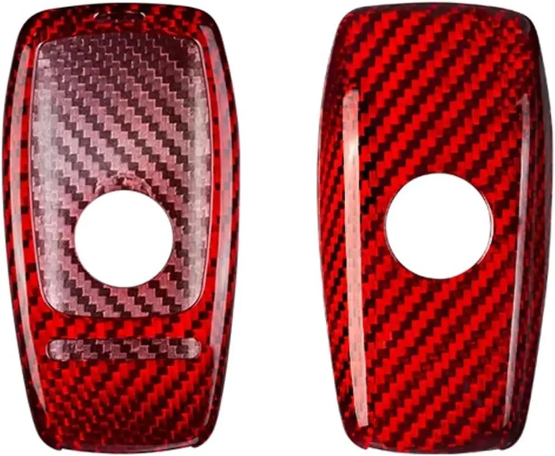 

Carbon Fiber Car Key Cover Shell Case Compatible For Mercedes Benz E63 S63 G63 AMG 2021 2020 Accessories(Red1)