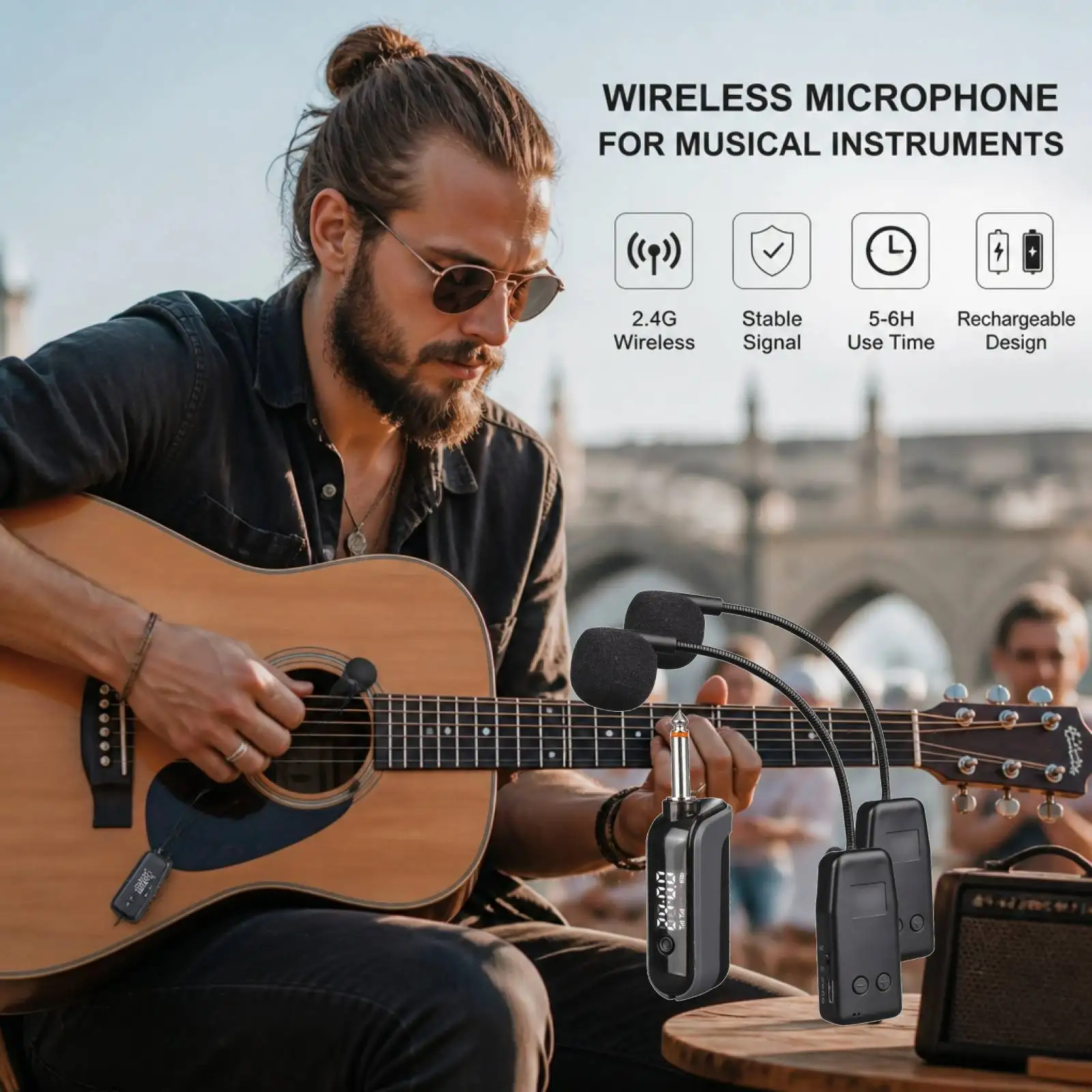 Instrument Sound Pickup System | Quick Setup Layout, Instrument sound pickup with Suction-Cup Mount, for Live Performances