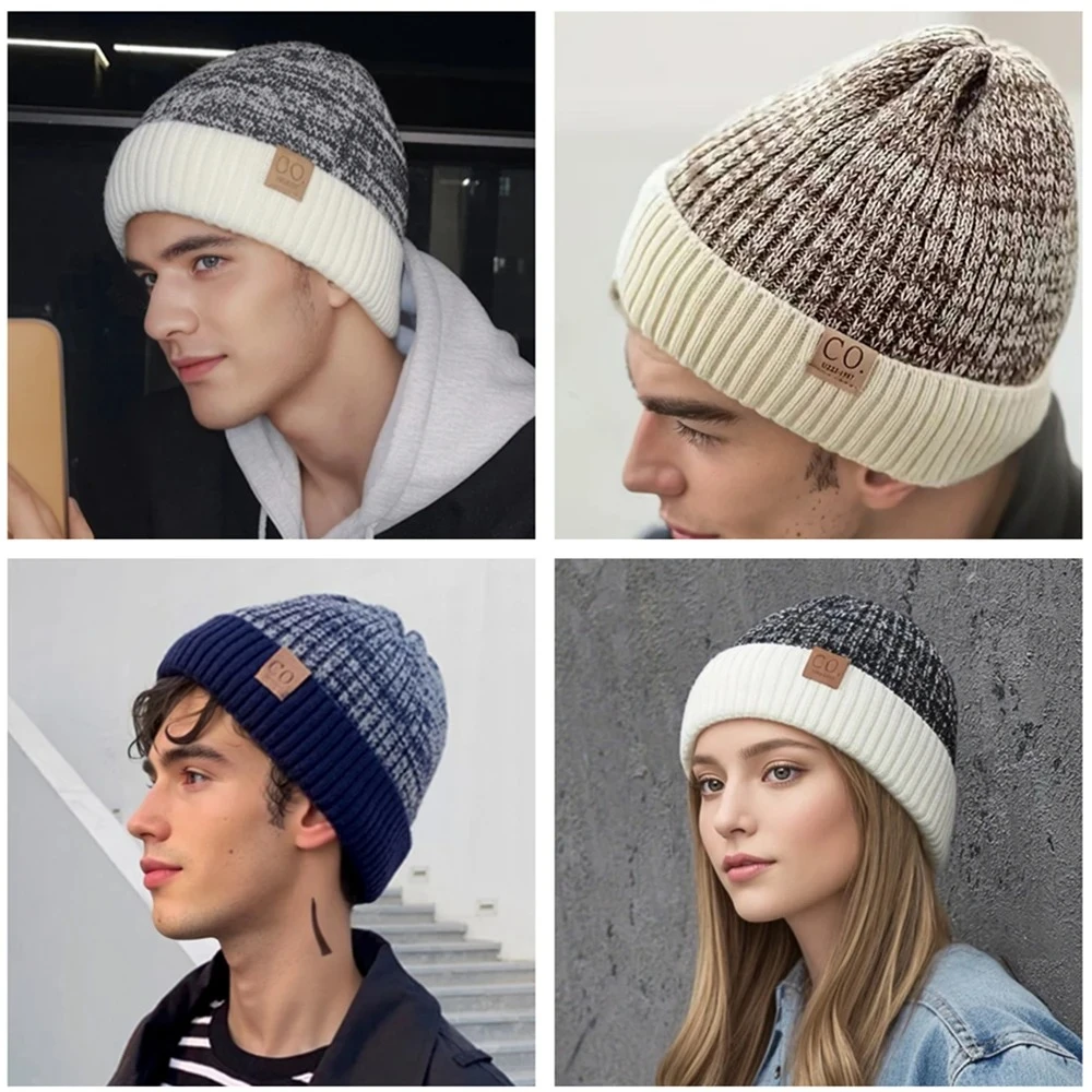 

Men's and women's dual-color winter hats, with fur lining, fashionable warm baseball caps, and casual winter knit caps.