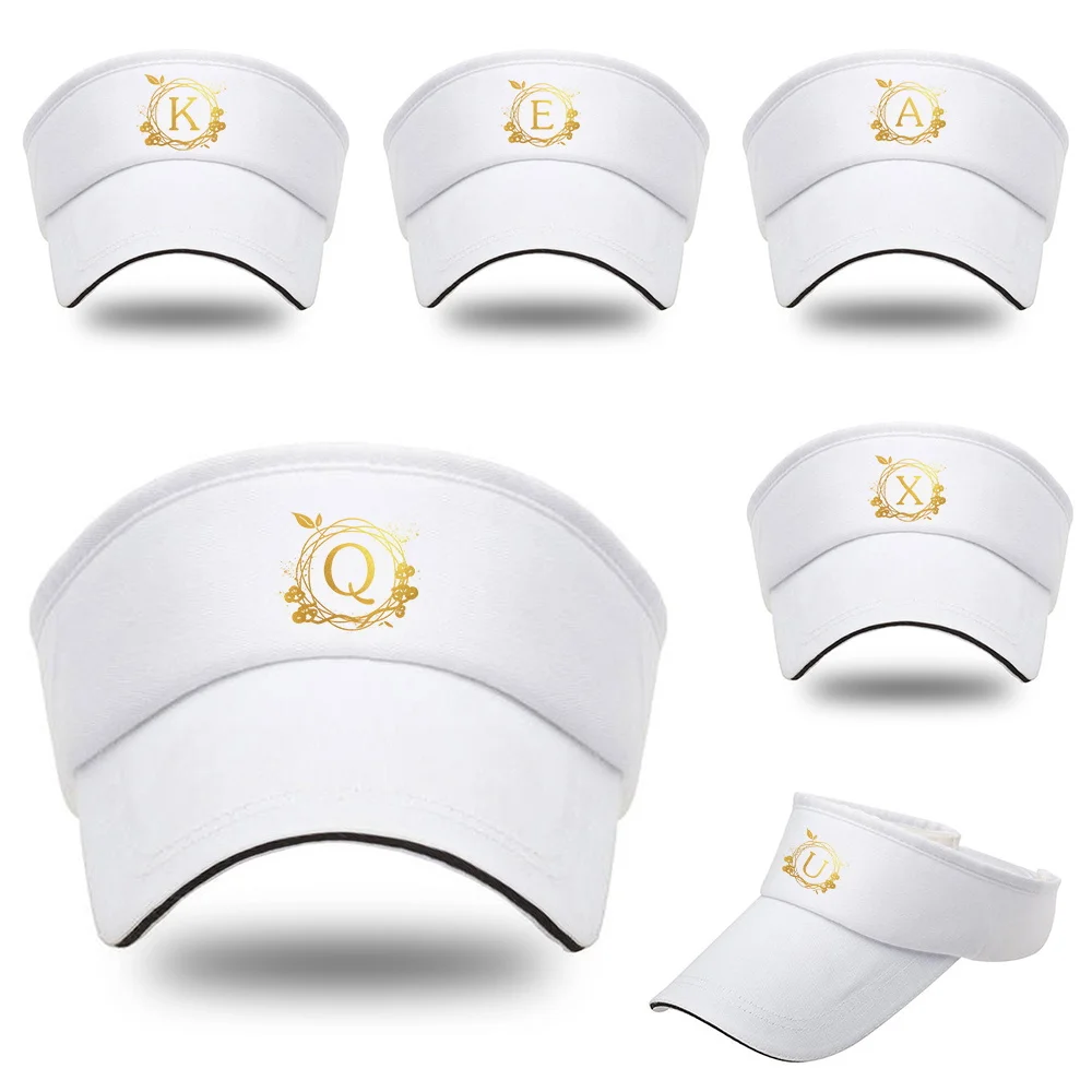 

Summer Breathable Air Sun Hats Men Women Adjustable Visor UV Protection Empty Top Caps Wreath Letter Print Sports Sunscreen Cap