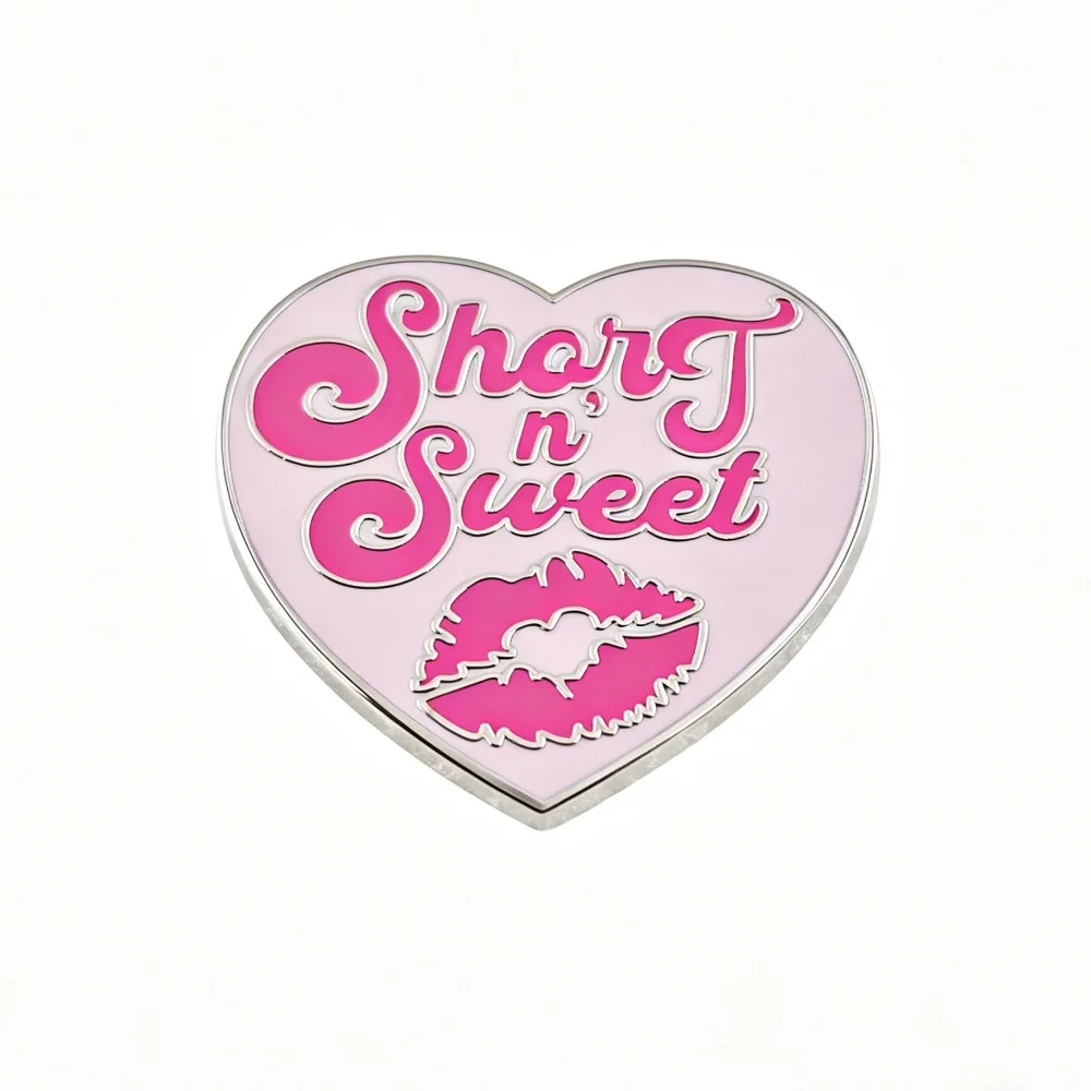 Music Singer Sabrina Carpenter Brooch Cute Short N Sweet Enamel Pin Pink Heart Kiss Badge Backpack Clothes Lapel Pins Fans Gift