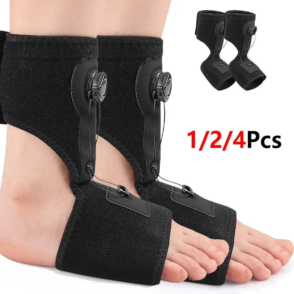 1/2/4Pcs Drop Foot Brace Night Splint, Adjustable Rotating Knob Strip Hook Loop Open Toe for Walking Sleep Men Women