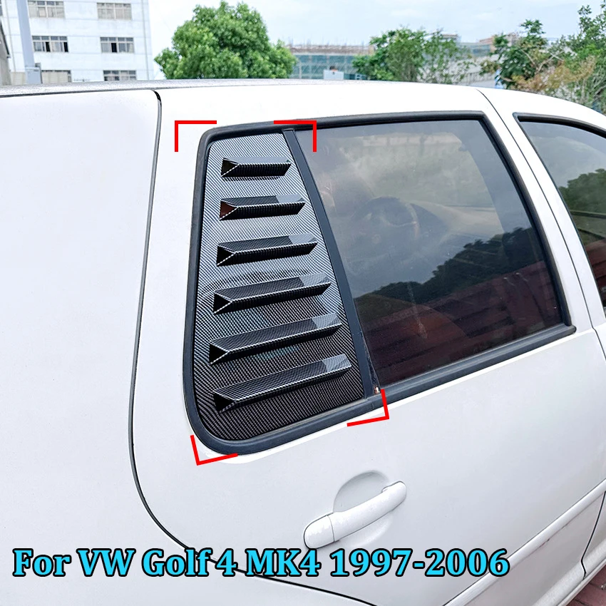 For VW Golf 4 MK4 1997 1998-2006 Car Rear Window Shutter Cover Trim Window Louver Side Vent Trim Auto Accessories Gloss Black