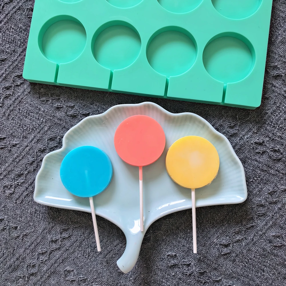 1 قطعة 8-تجويف مصاصة دائرية الشوكولاته الخبز كوكي قالب من السيليكون DIY بها بنفسك الشوكولاته الحلوى بودنغ كعكة زينة زخرفية