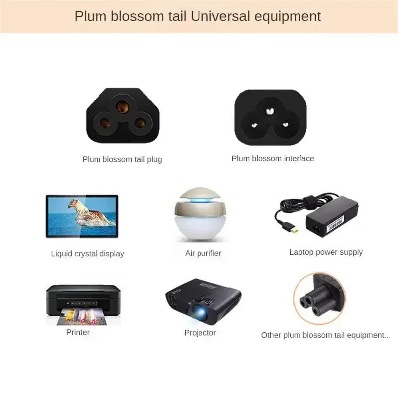 VDE Three Core European Standard Power Cord With Clover Connector For Computer And Laptop