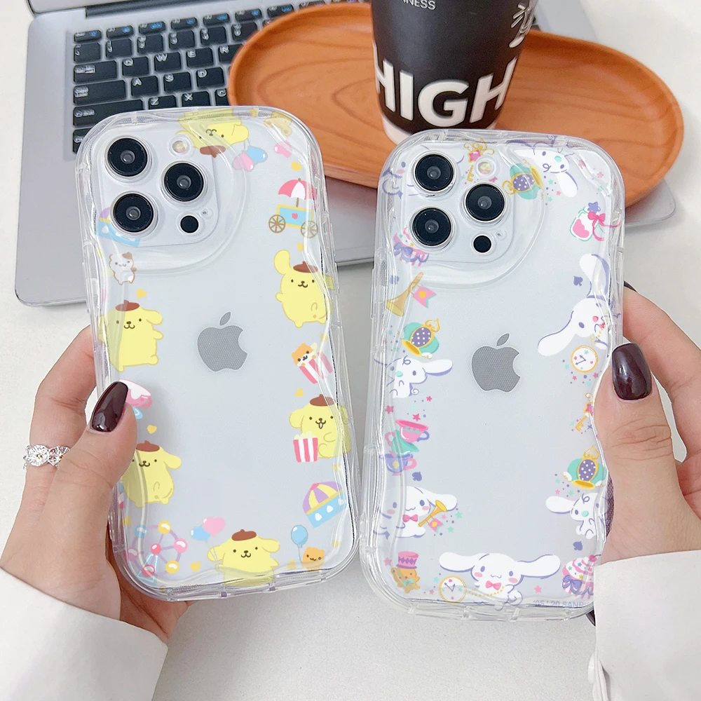 

Ins Kitty Kuromi Melody Phone Case for Samsung Galaxy S25 S24 S23 S22 S21 Ultra Plus 5G S20 FE 3D Creamy Wave Soft Clear Cover