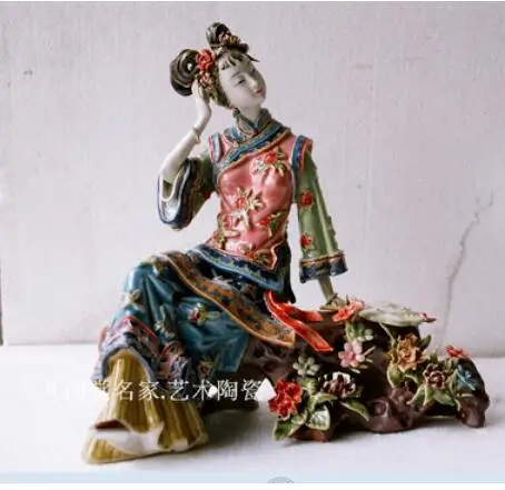 Red Chamber Dream Jinling Twelve chai Jia Xichun Shiwan porcelain figurines classical girl Beauty figure Sculpture statue Home