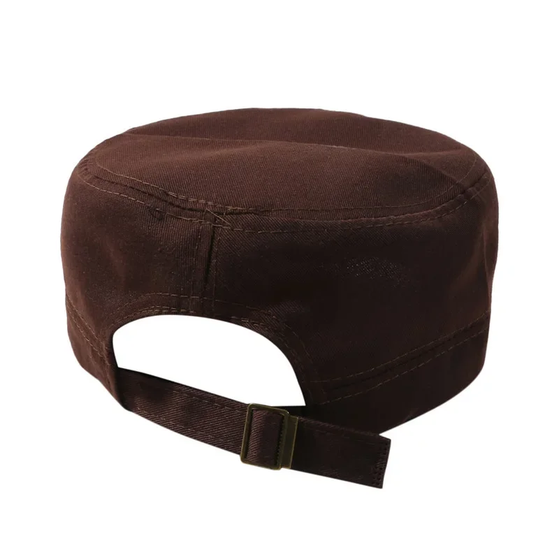 Unisex Vintage Einfarbige Flache Militärmütze in Fünf Farben Erhältlich, Atmungsaktive Sommer-Outdoor-Militärmütze, Flache Schlichte Mütze – Detail 16