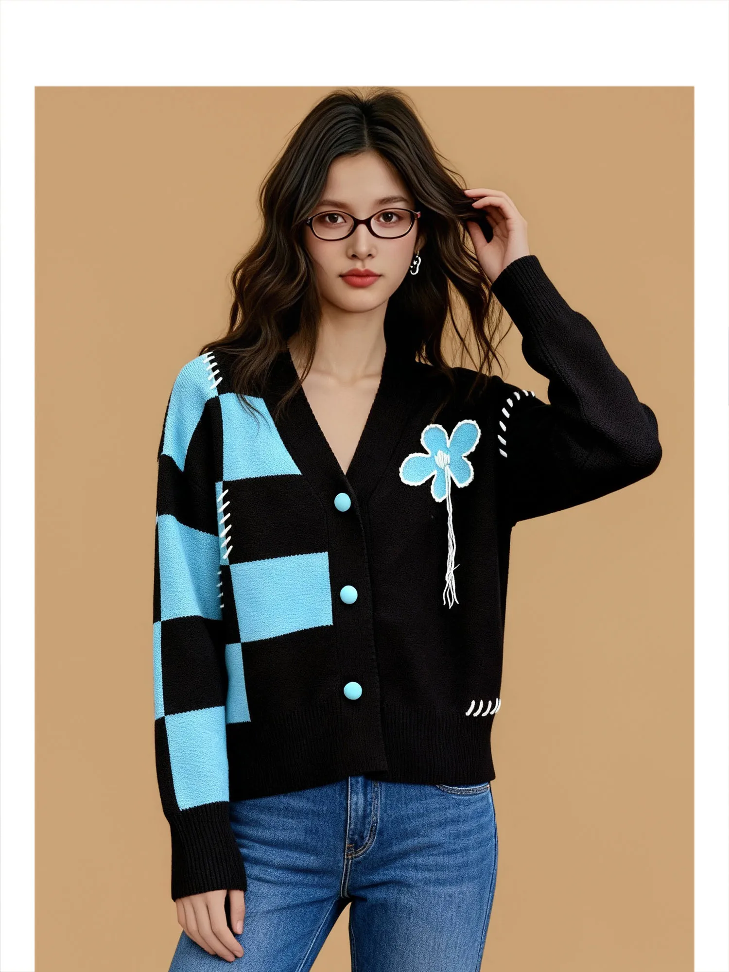 

Вязаный кардиган Forever 2 в корейском стиле, с воротником-стойкой, повседневный, свободный, стройнящий, модный свитер-жакет для женщин