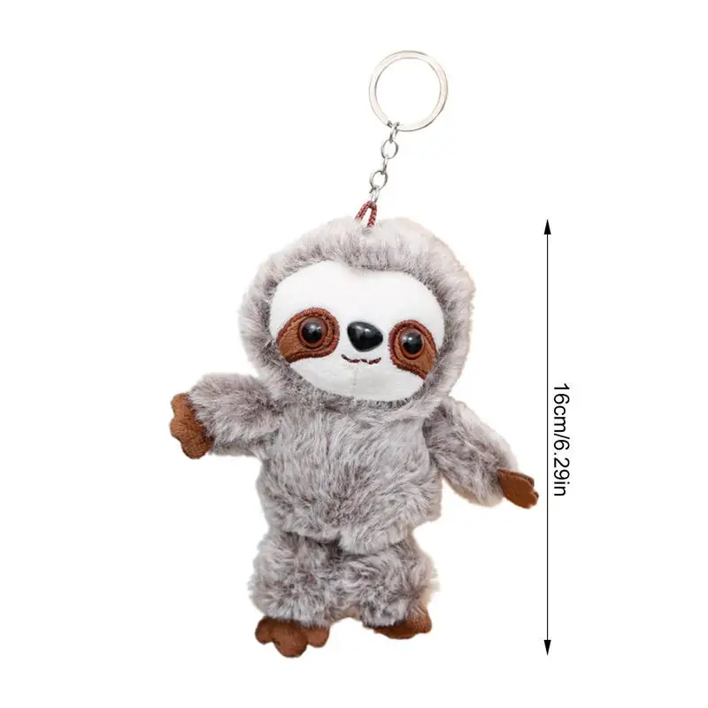 Stuffed Sloth Small Pendant Keychain Mini Stuffed Plush Toy Animals Doll Gray Sloth Backpack Dangler Children Gifts