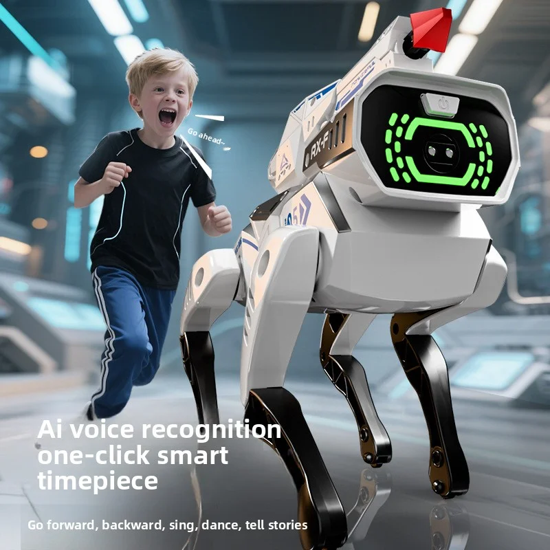 Cão robô dublê com controle remoto, brinquedo infantil elétrico, programável para meninos, pode ladrar e mover, simulação inteligente AI