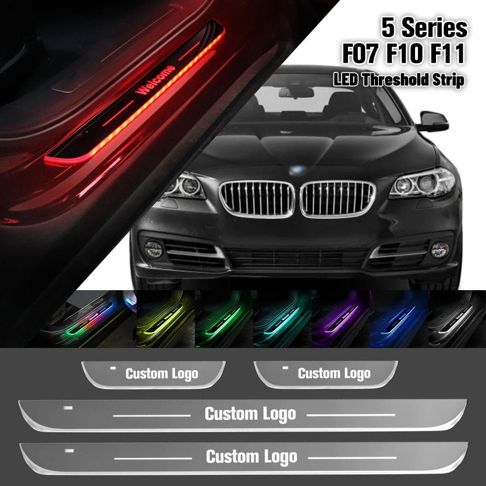 For BMW 5 Series F07 F10 F11 2010-2016 Car Door Sill Light Customized Logo LED 2015 Welcome Threshold Pedal Lamp Accessories