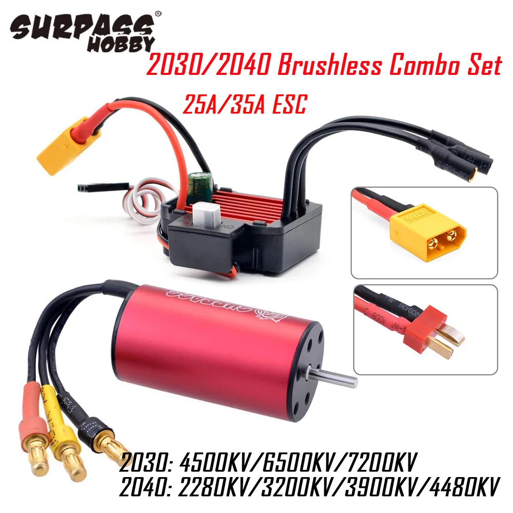 Surpass Hobby 2030 2040 KK Waterproof Series Brushless Motor 25A 35A ESC for Wltoys Traxxas 1/18 1/20 RC Car Truck RC Parts