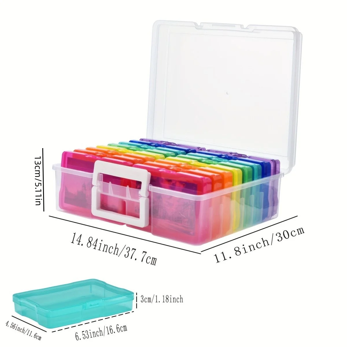 Color Photo Storage Box, with a Large Storage Box, Plastic Color Photo Box Storage, Suitable for Storing Photos, Cards, Crafts