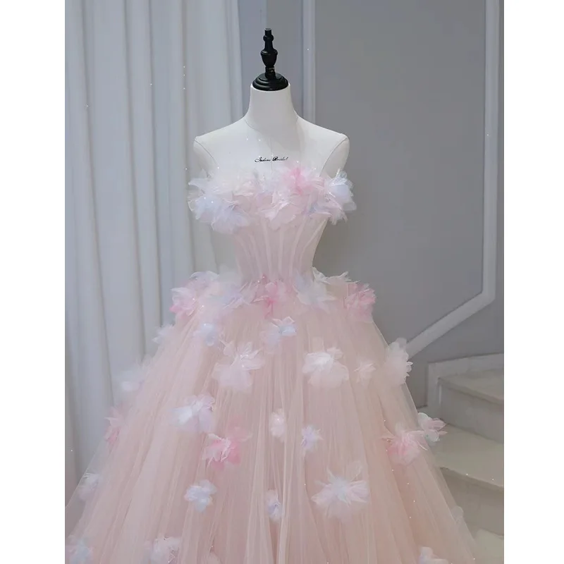 2025 novo vestido de casamento de noivado doce feminino moda rosa brinde vestido luz luxo nicho adulto anfitrião vestido de formatura
