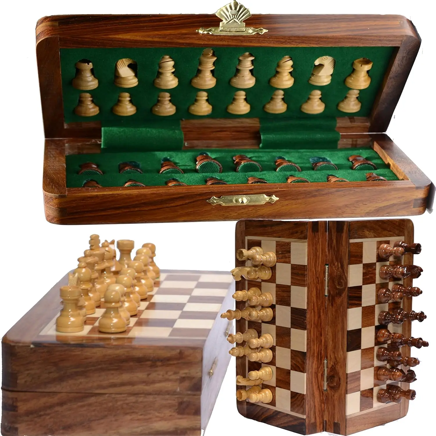 

12x12' Folding Magnetic Chess Set in Rosewood with Storage Bag
