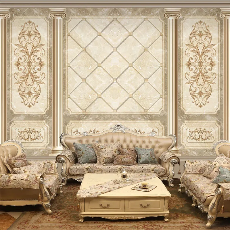 3D Marble Wall Mural Custom European Retro Art Wallpaper Luxury Background Wall for Living Room TV Sofa Bedroom Home Decor