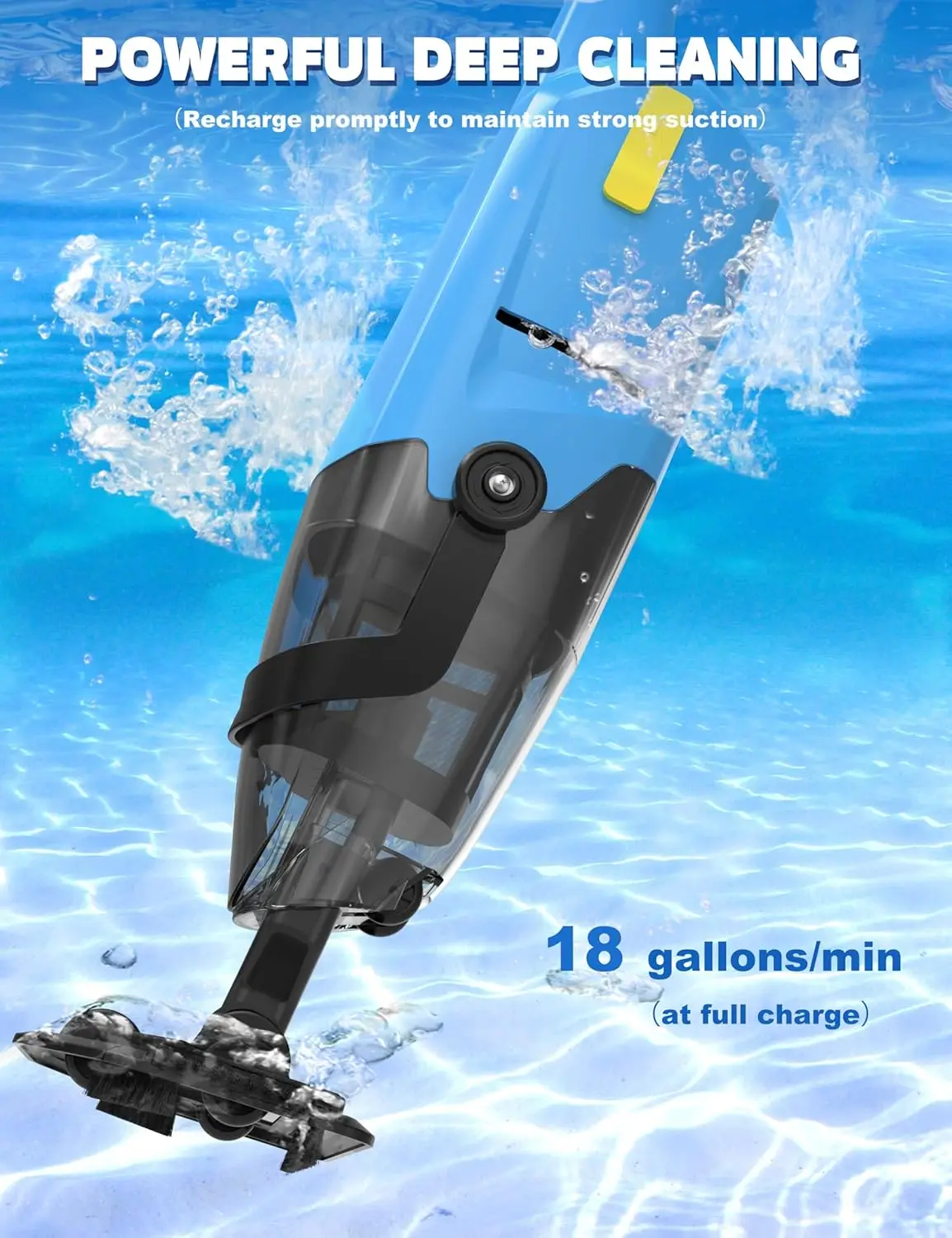 Cordless Pool Vacuum Cleaner for Above Ground Pool & In Ground Rechargeable Pool Vacuum Cleaner - 90 Mins Runtime, with 69" Tele