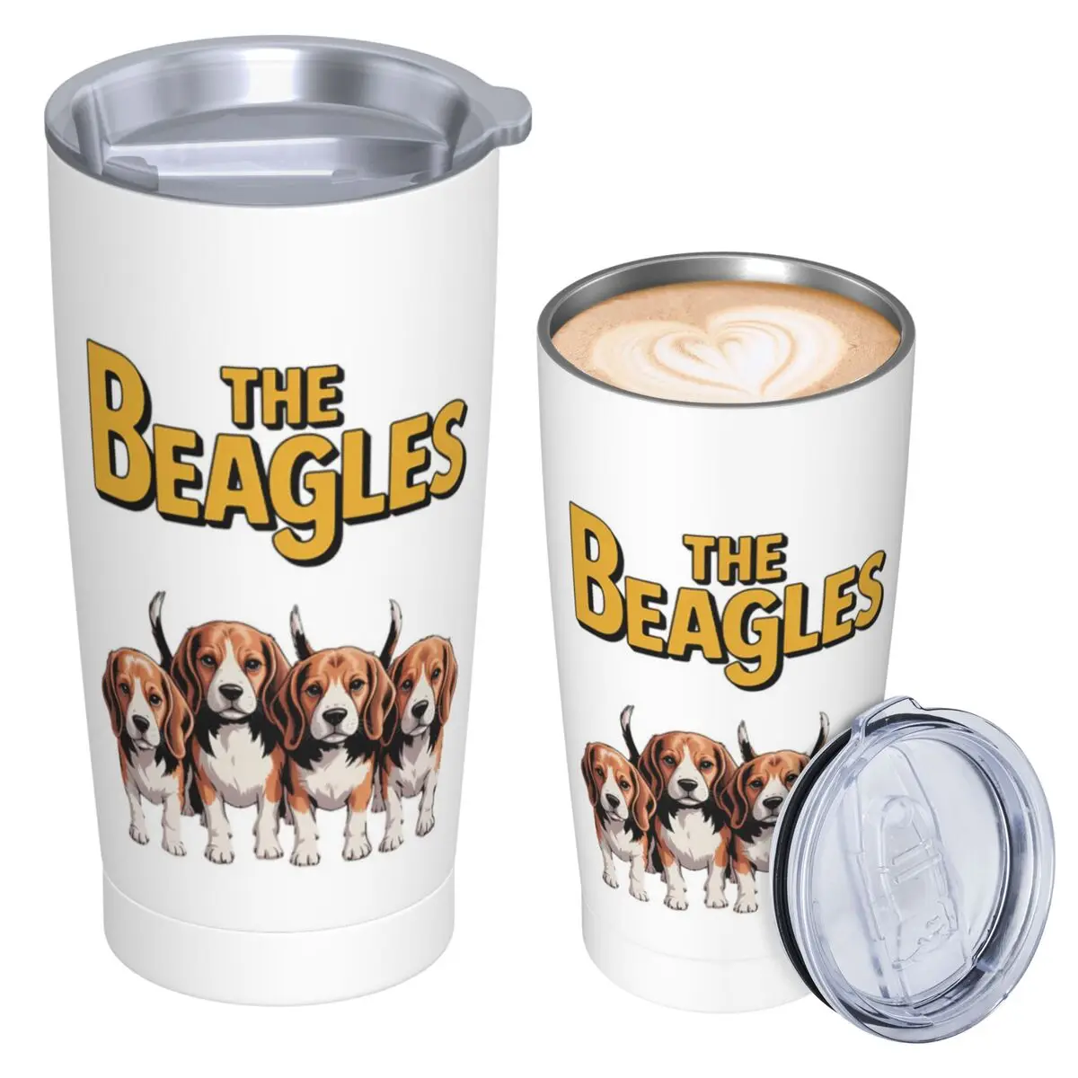 The Beagles Four Beagle Dog Crossing Stainless Steel Tumbler Vacuum Insulated Mug Thermal Cold Bottle Straws With Lid 20oz