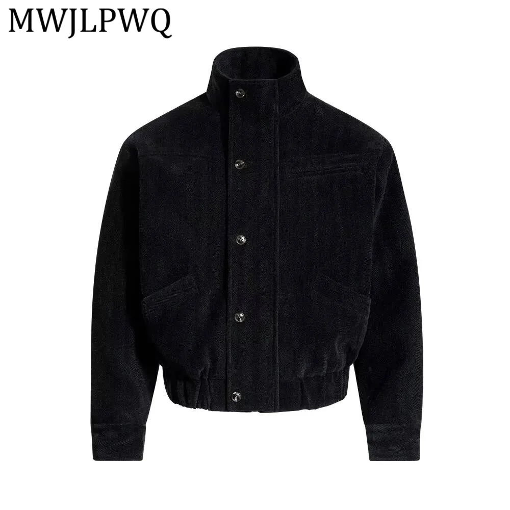 

MWJLPWQ American High Collar Jacket Street Men's Workwear Versatile Trend Solid Color Vibe Loose Casual Coat Winter Spring 21869
