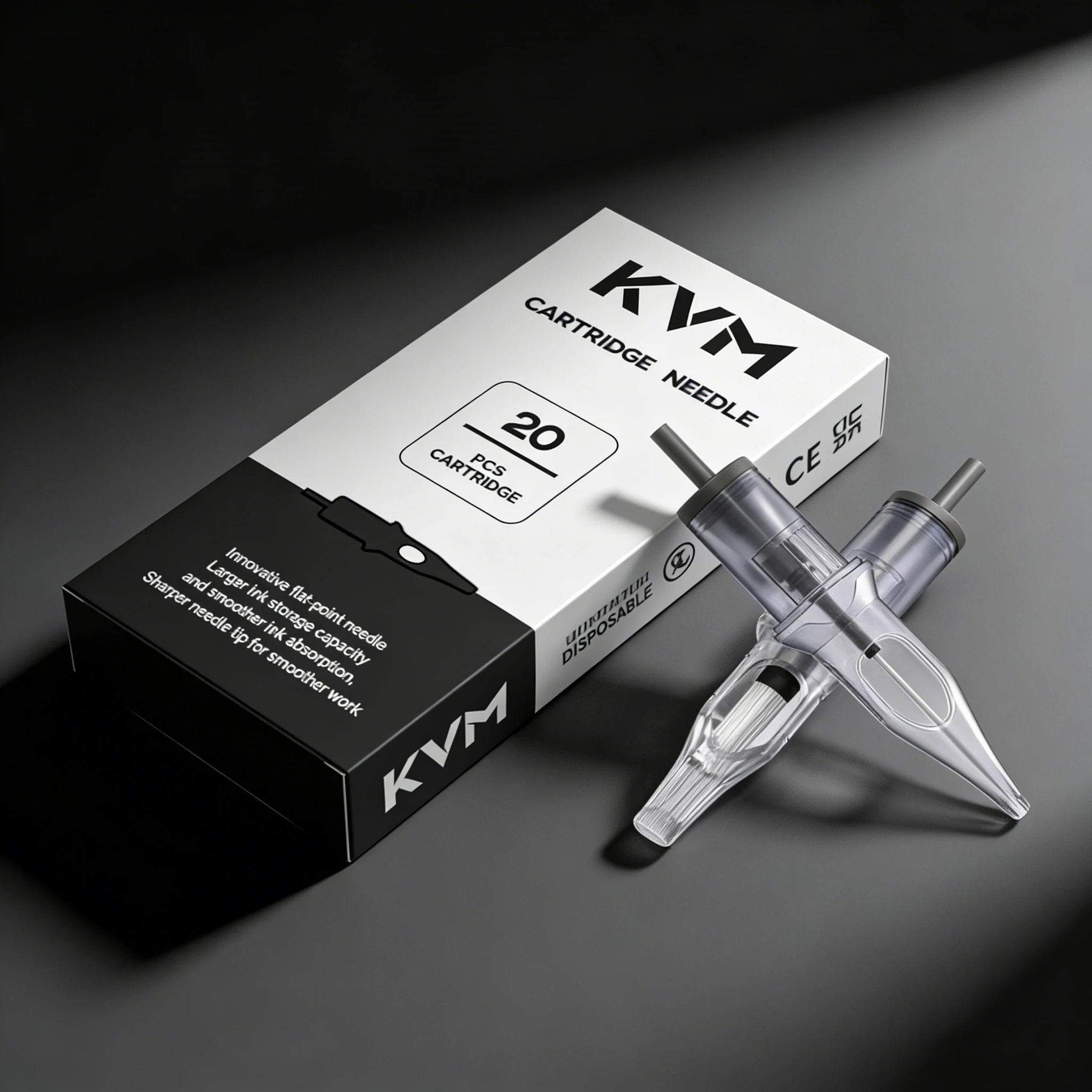 

Иглы-картриджи для татуировок KVM, 20 шт., одноразовые, с увеличенным отсеком для чернил, плавное впитывание, острый кончик для более гладкой татуировочной работы