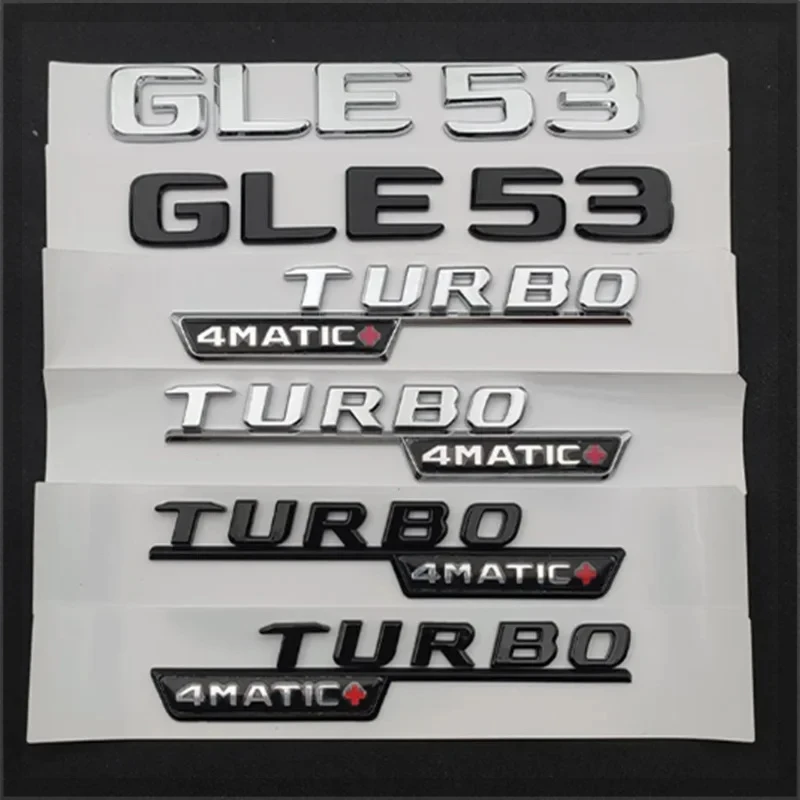 3D ABS Black Silver GLE53 Logo Letters Car Trunk Badge Fender TURBO 4MATIC Emblem Sticker For GLE53 AMG W166 W167 Accessories