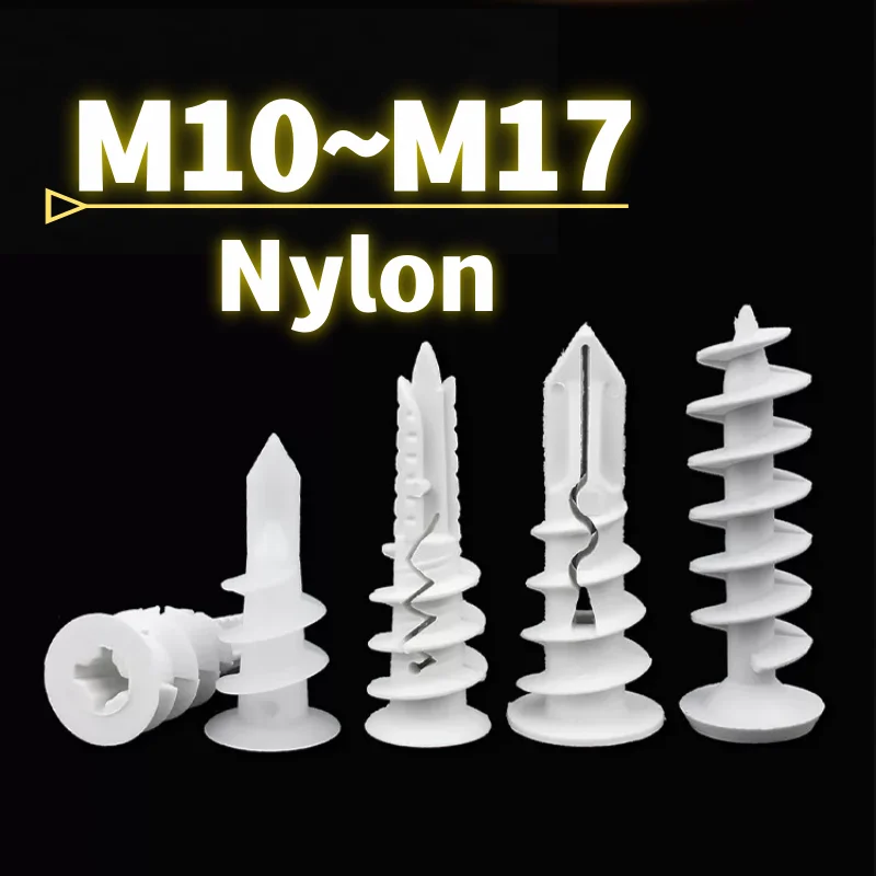 Nylon Gypsum Board Expansion Screws M10 M12 M13 M14 M15 M16 M17 Plastic Screw In Aircraft Expansion Pipe Plugs