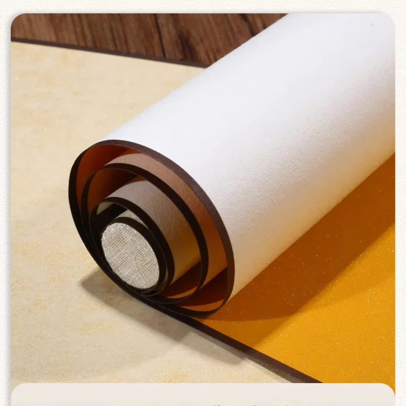 ورق أرز معلق على الطراز الصيني ، لفيفة تذهيب فارغة ، لوحة بخط يدوي مؤطرة ، ورق شوان نصف ناضج #5