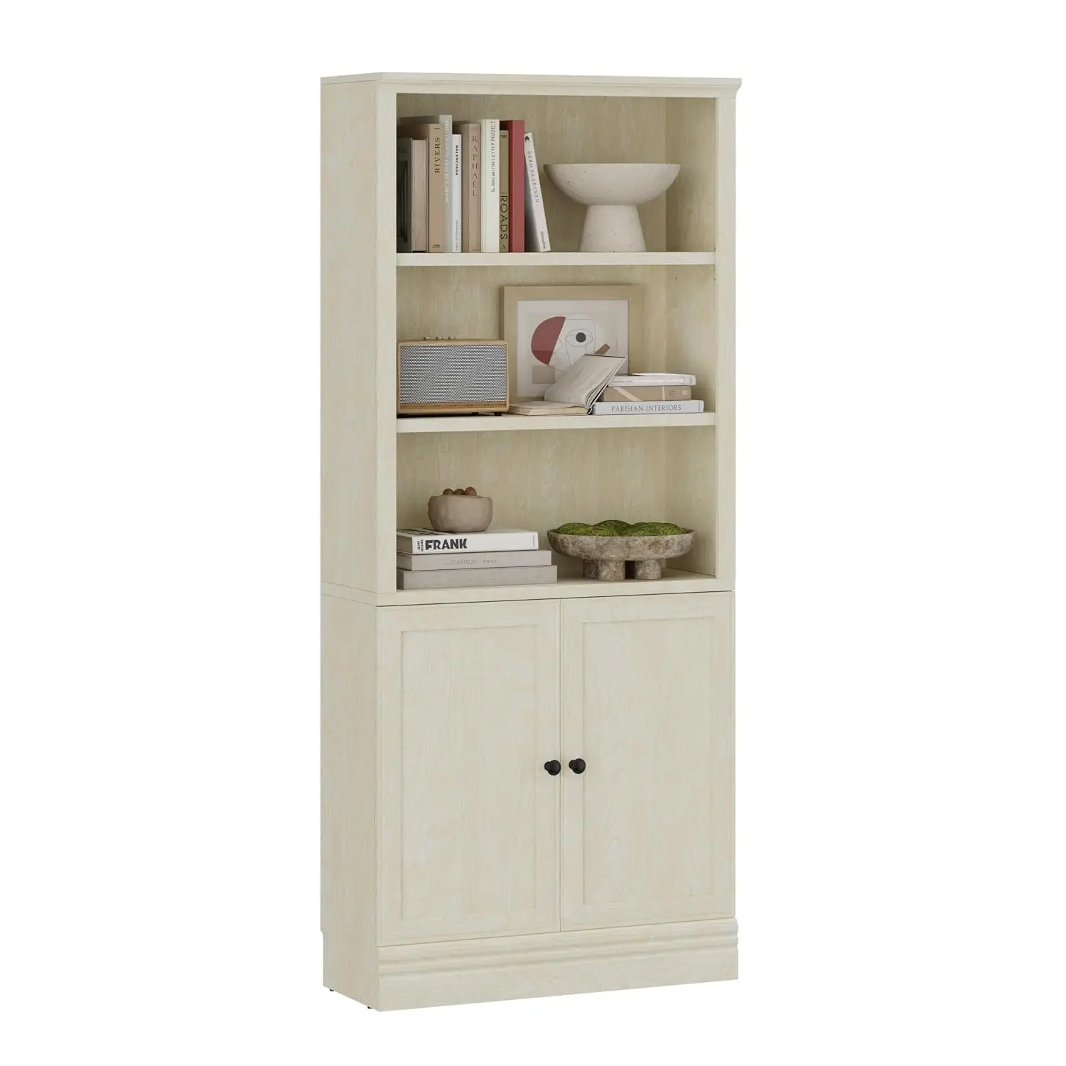 5-Tier Standard Bookshelf with Door, Adjustable Shelves, 72.5