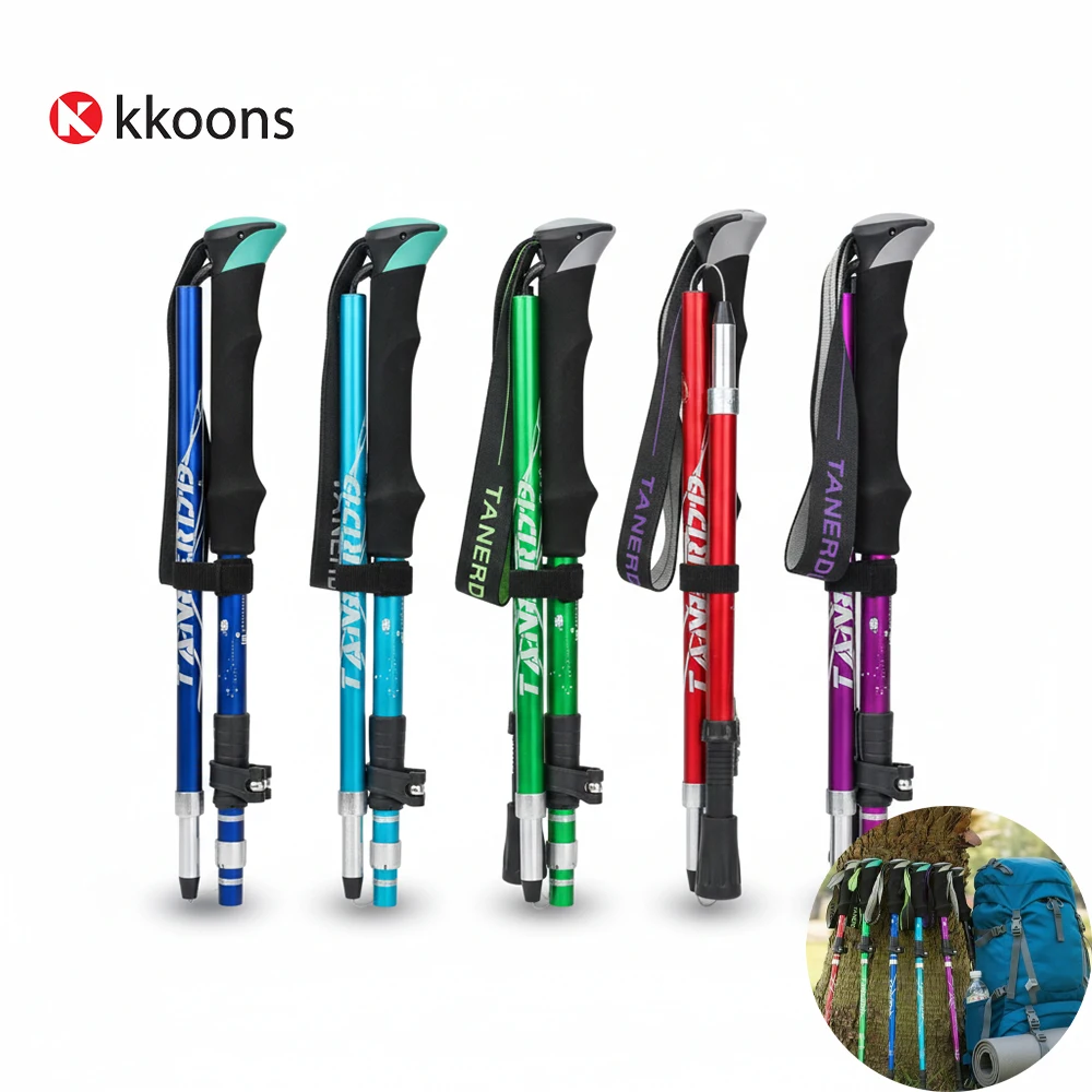 Gengen 3-teilige Ultraleichte Duraluminium Wanderstöcke Faltbare Wanderstöcke Trekkingstöcke Links und Rechts Set