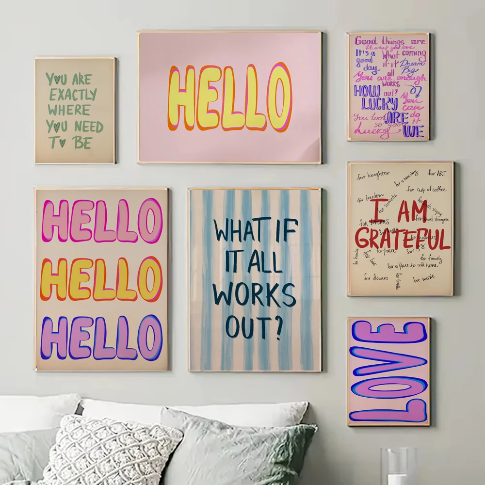 الحد الأدنى ملهمة الجدار ملصق فني الحب الملون ملهمة يقتبس كلمات القلب جدار الفن أنيق ديكور المنزل غرفة النوم