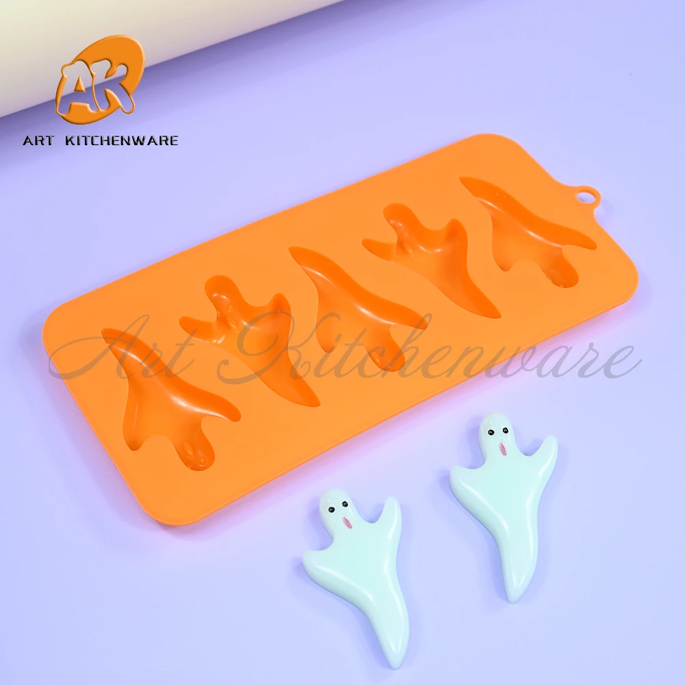 5 Cavities Ghost Chocolate Silicone Mold DIY Sugar Fondant Mould Handmade Resin Clay Model Cake Decorating Tool Kitchen Bakeware